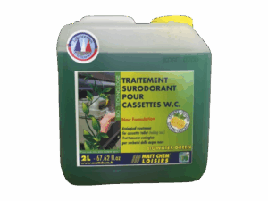 BIOWATER GREEN Traitement écologique surodorant pour cassettes W.C.