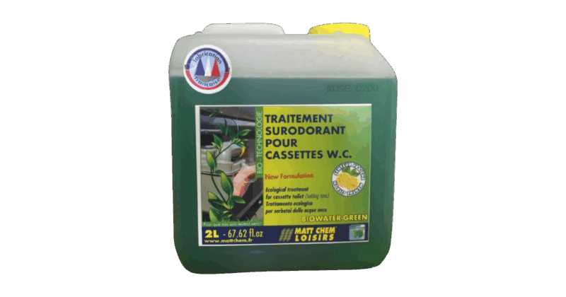 BIOWATER GREEN Traitement écologique surodorant pour cassettes W.C.